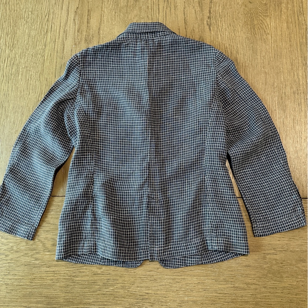 Ines De La Fressange 100% Linen Blazer Size XS Navy and white checkered - Picture 10 of 10